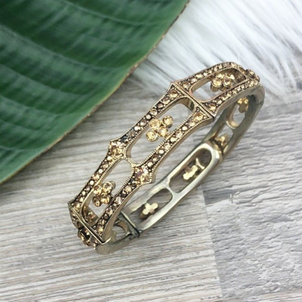 Monet Gold / Champagne Pavé Bejeweled Bracelet - Picture 10 of 10